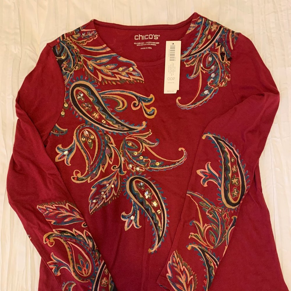 Chico's Longsleeve Jersey With Detailing